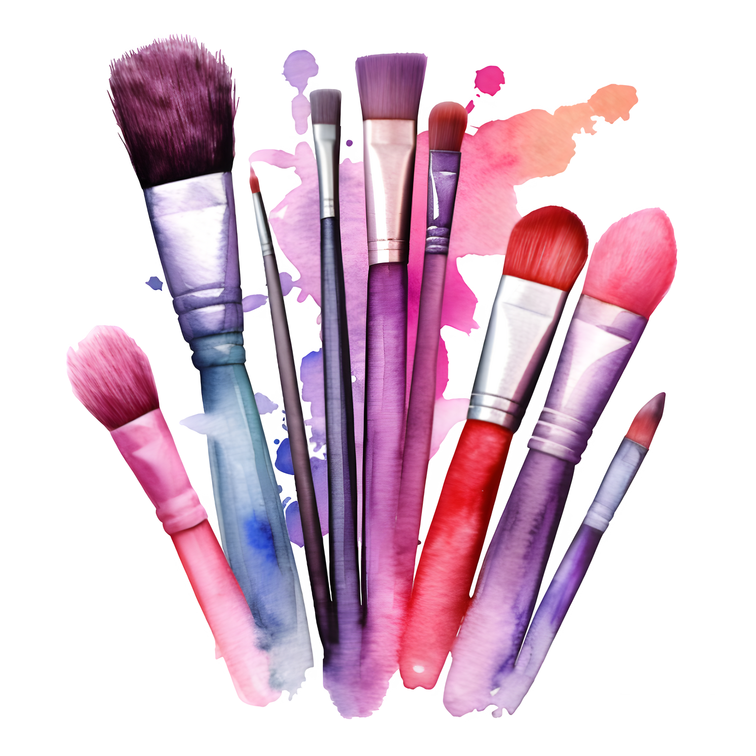 Makeup Brushes Illustration in watercolour style